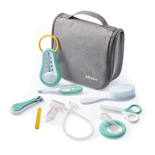 Beaba Hanging Toiletry Pouch With 9 Accessories Green Blue