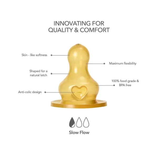 BIBS Baby Bottle Nipple Round Latex 2 Pack Slow Flow