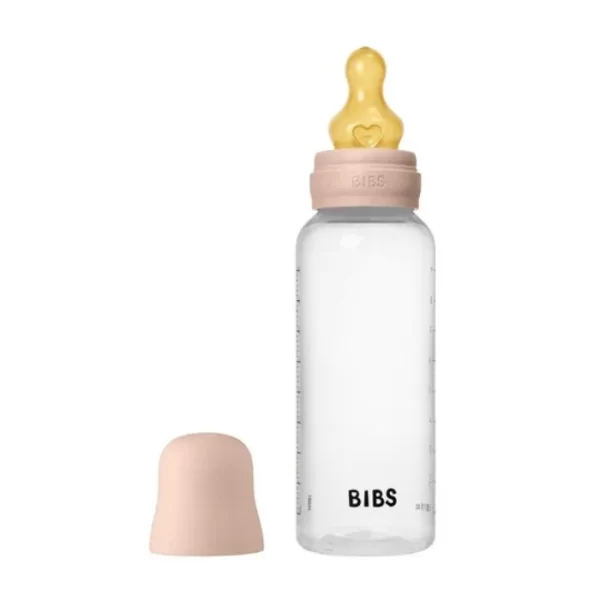 BIBS Baby Bottle Round Nipple Latex 1 Pack 270 Ml Medium Flow Blush
