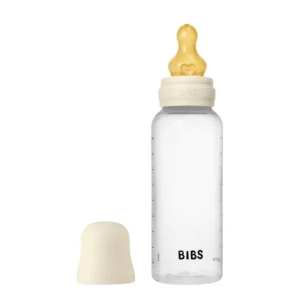 BIBS Baby Bottle Round Nipple Latex 1 Pack 270 Ml Medium Flow Ivory