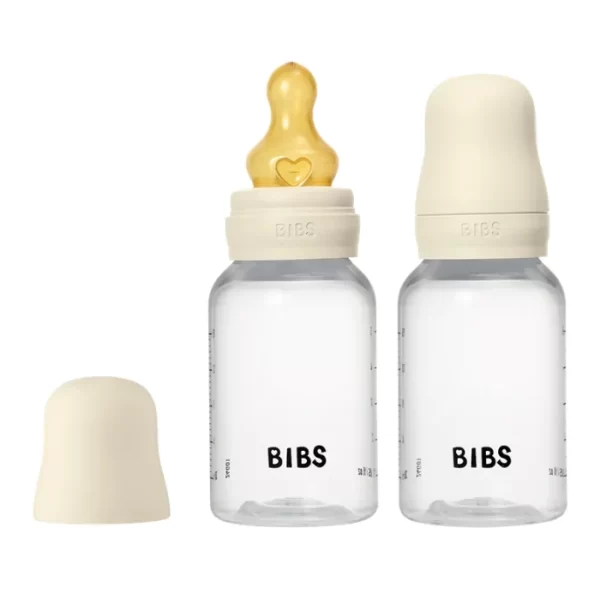 BIBS Baby Bottle Round Nipple Latex 2 Pack 150 Ml Slow Flow Ivory