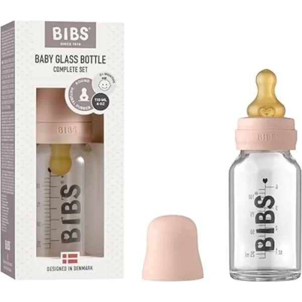BIBS Baby Glass Bottle Complete Set Latex 110ml Blush