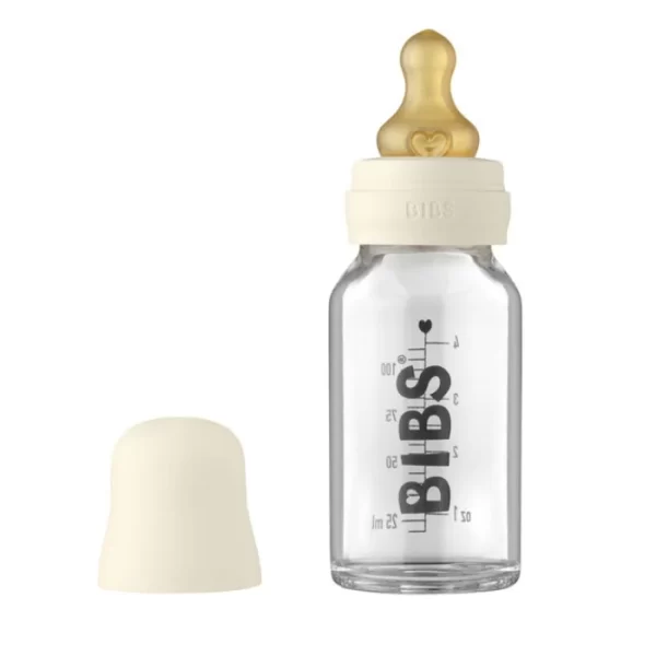 BIBS Baby Glass Bottle Complete Set Latex 110ml Ivory