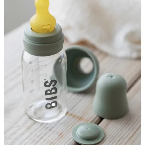 BIBS Baby Glass Bottle Complete Set Latex 110ml Sage