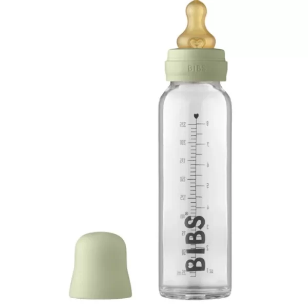 BIBS Baby Glass Bottle Complete Set Latex 225ml Sage