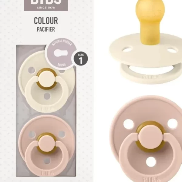 BIBS Colour 2 PACK Latex Size 1 Anatomical Blush GLOW/Vanilla GLOW