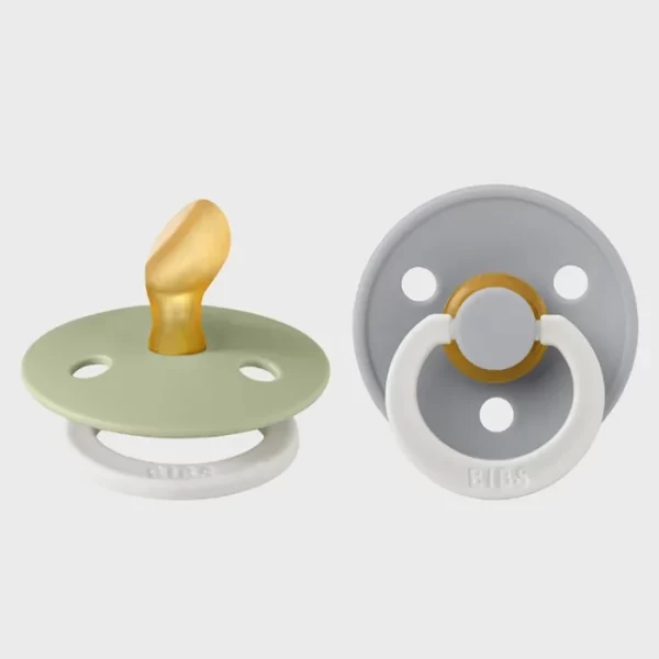 BIBS Colour 2 PACK Latex Size 1 Anatomical Sage GLOW/Cloud GLOW