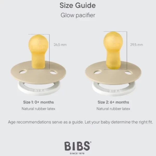 BIBS Colour 2 PACK Latex Size 1 Blush GLOW/Vanilla GLOW