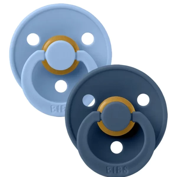 BIBS Colour 2 PACK Latex Size 1 Sky Blue/Steel Blue