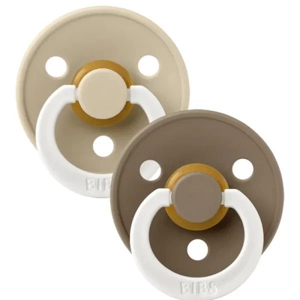 BIBS Colour 2 PACK Latex Size 1 Vanilla GLOW/Dark Oak GLOW