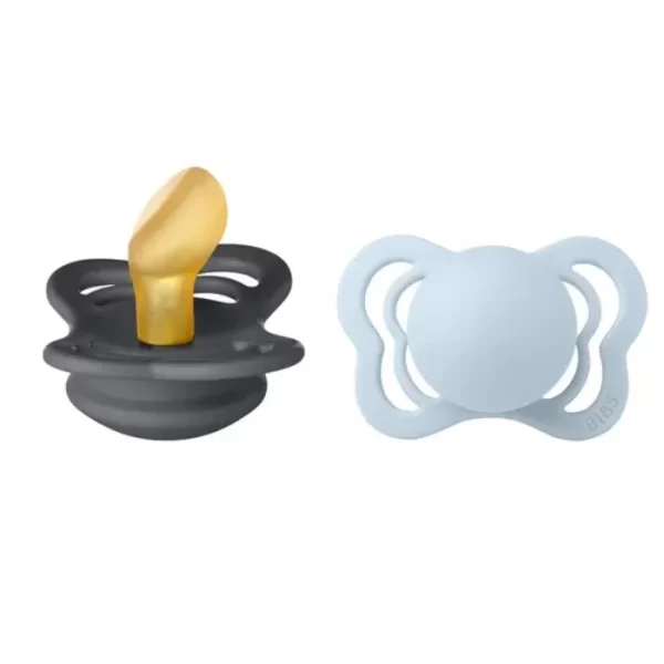 BIBS Couture 2 PACK Latex Size 2 Iron/Baby Blue