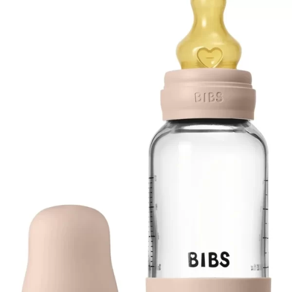 BIBS Glass Baby Bottle Round Latex 1 pack 120 ml Slow Flow Ivory