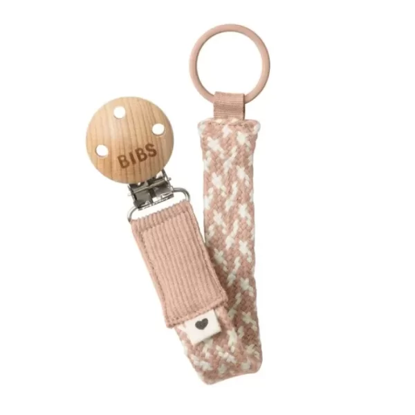 BIBS Pacifier Clip Braided Blush/Ivory