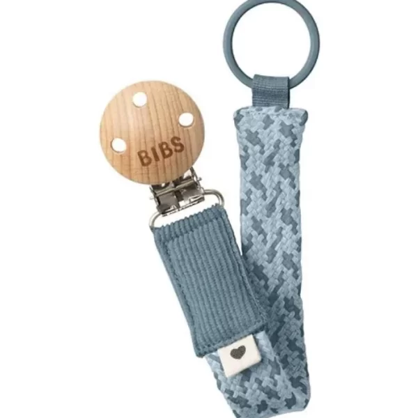 BIBS Pacifier Clip Braided Petrol/Baby Blue