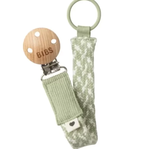 BIBS Pacifier Clip Braided Sage/Ivory