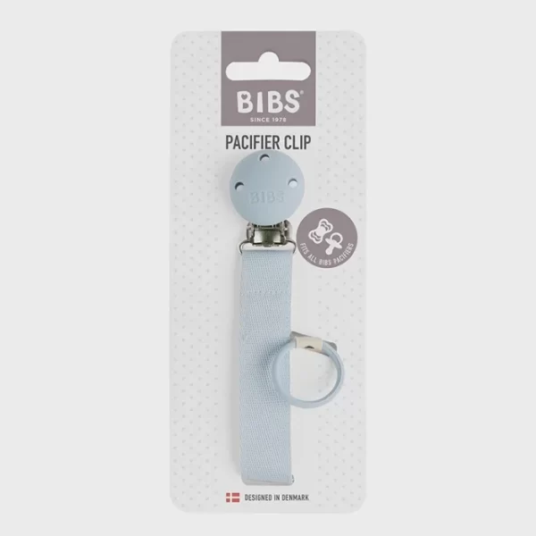 BIBS Pacifier Clip Ribbon Dusty Blue