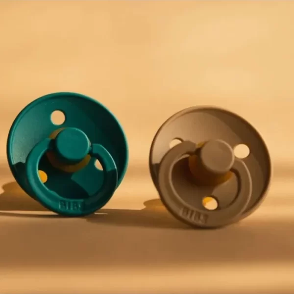 BIBS Pacifier Colour 2 Pack Latex Size 2 Taupe Scuba Round Nipple Round Nipple