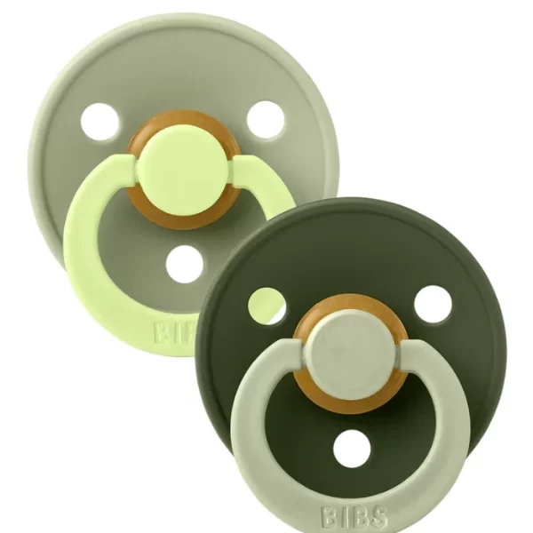 BIBS Pacifier Studio Colour 2 PACK Fusion Latex Size 2 Sage Hunter Green mix