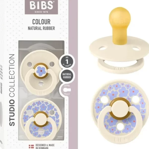 BIBS Pacifier Studio Colour 2 PACK Jasmine Latex Size 1 Ivory Mix