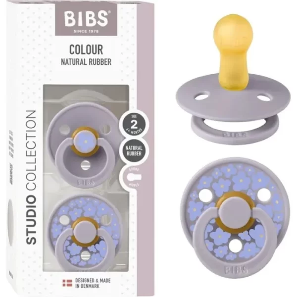 BIBS Pacifier Studio Colour 2 PACK Jasmine Latex Size 2 Fossil Grey Mix