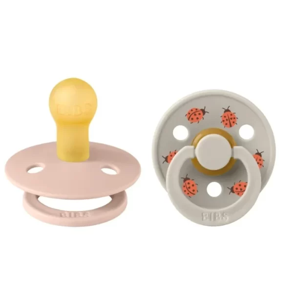 BIBS Pacifier Studio Colour 2 PACK Ladybug Latex Size 1 Blush Mix