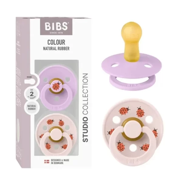 BIBS Pacifier Studio Colour 2 PACK Ladybug Latex Size 2 Violet Sky Mix
