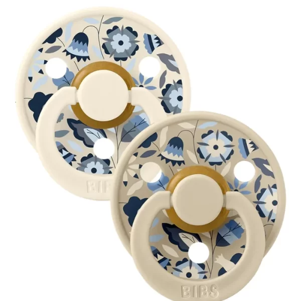BIBS Round Nipple Pacifier X Liberty 2 Pack Colour Bobo Latex Size 1 Ivory Mix