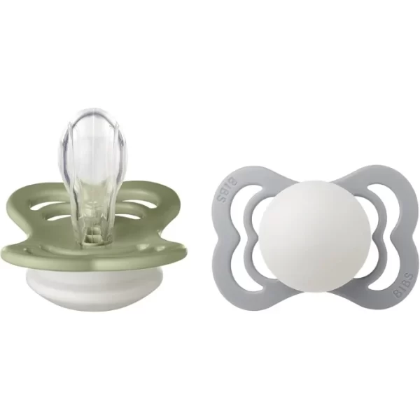 BIBS Supreme 2 PACK Silicone Size 1 Sage GLOW/Cloud GLOW