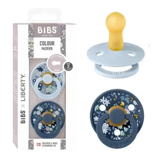 BIBS x Liberty 2 PACK Colour Chamomile Lawn Latex Size 2 Baby Blue Mix