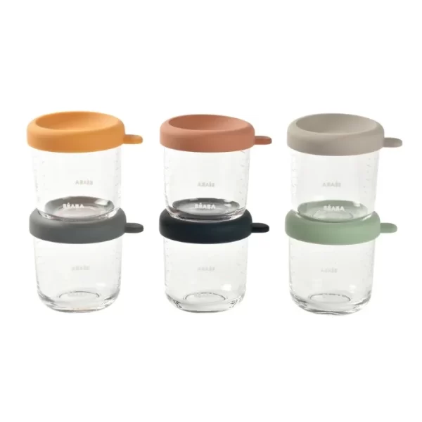 Beaba Set Of 6 Glass Portion Jar 250ml Sunrisecolormix