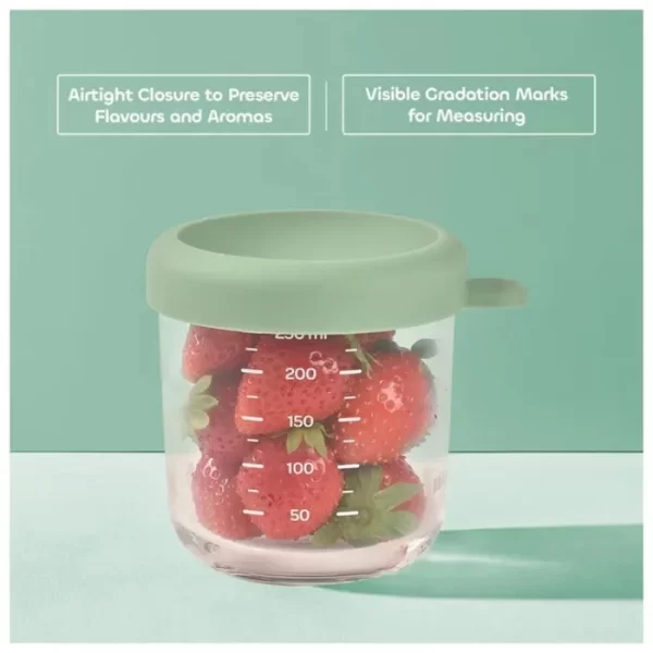 Beaba Set of 2x250ml Glass Conservative Jars Sage SageGreen Gazelle